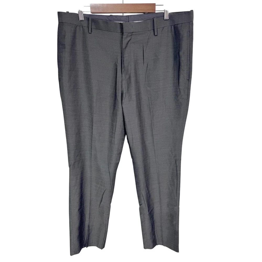 INC 36x34 Gray Dress Pants Men's Slim Fit Sharkskin Flat‎ Front Business